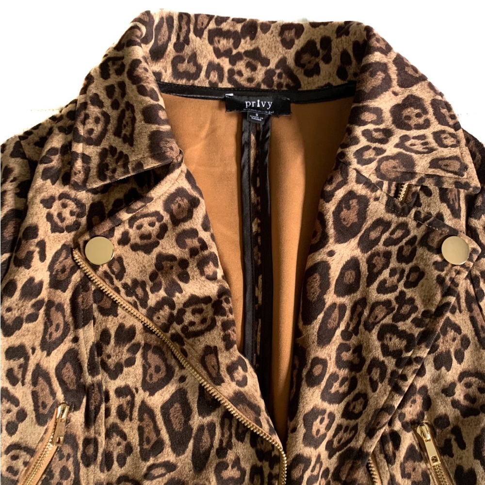 Privy Leopard Print Jacket - Brown and Tan